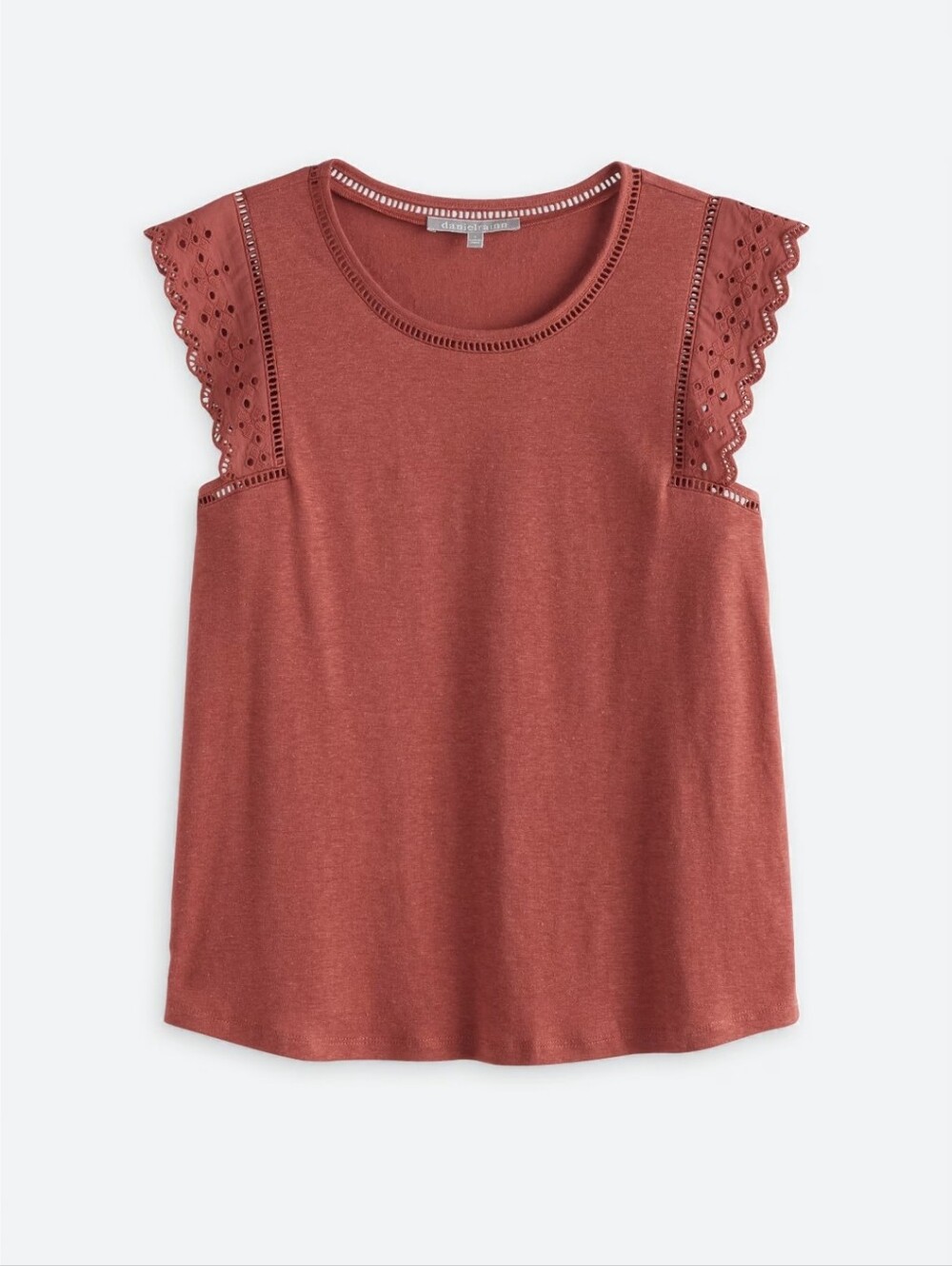 Belinda Sleeveless Eyelet Trim Linen Tip